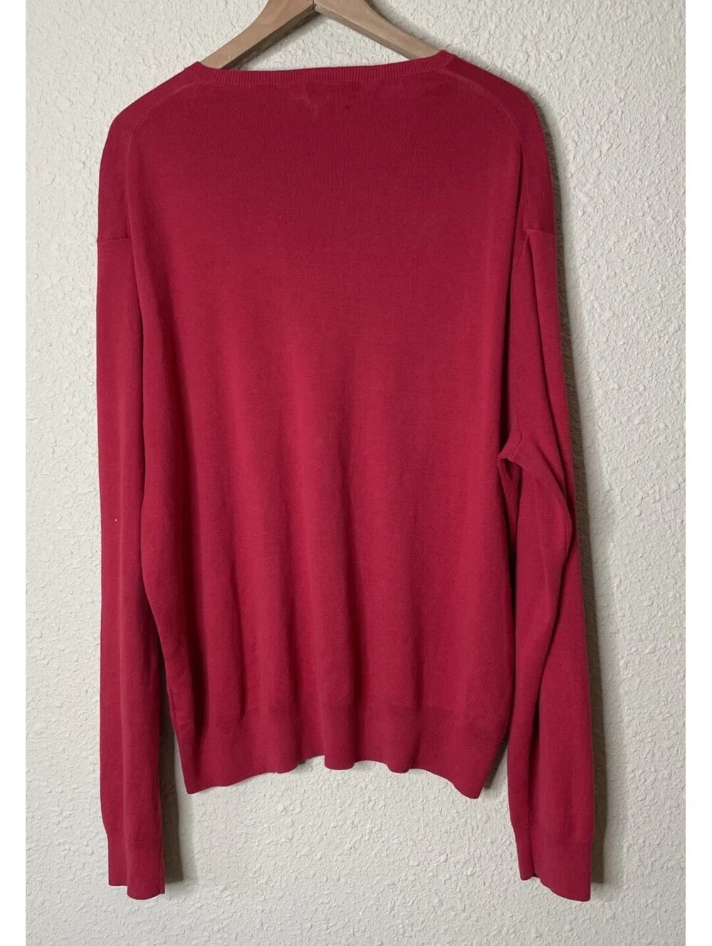 Polo Ralph Lauren Red Pima Cotton V-Neck Pullover Sweater Men's XXL Pony